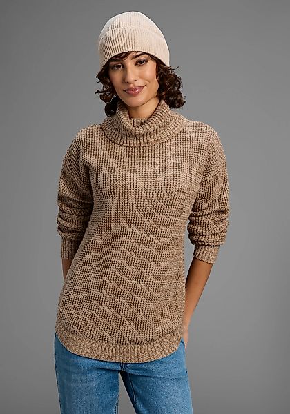 Laura Scott Rollkragenpullover Winterpullover im lässigen Fit mit Waffelstr günstig online kaufen