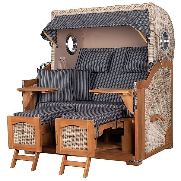 bene,iving Strandkorb Komplettset Ammersee Grande XL Teak Bullauge PE Shell günstig online kaufen