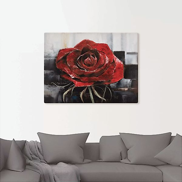 Artland Wandbild "Blühende rote Rose", Blumen, (1 St.), als Leinwandbild, P günstig online kaufen