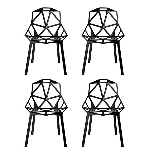 Magis - Chair One Stuhl stapelbar 4er Set - schwarz/Gestell Profilaluminium günstig online kaufen