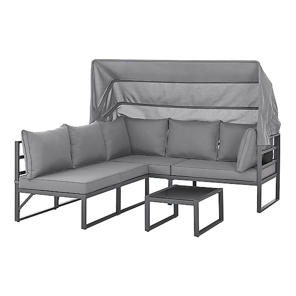 Svita Maui Gartenmöbel-Lounge-Set Mit Dach Outdoor-Sofa Strandkorb-Sonnenin günstig online kaufen