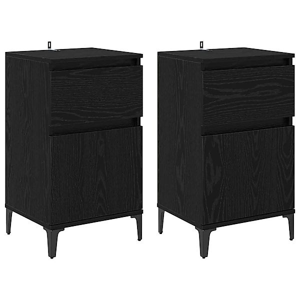 vidaXL Nachttisch 2 Stk Schwarz Eichen-Optik 40 x 35 x 70 cm 881256 günstig online kaufen