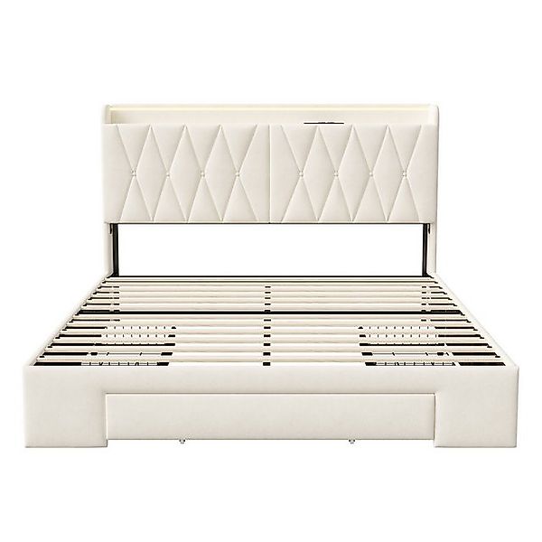 Furnishings Home Jugendbett Stauraumbett Polsterbett Doppelbett LED (Klappb günstig online kaufen