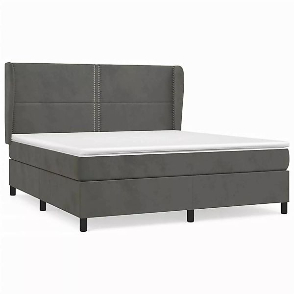 vidaXL Boxspringbett mit Matratze Dunkelgrau 160x200 cm Samt1372818 günstig online kaufen