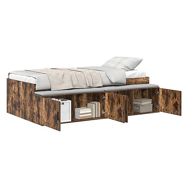 vidaXL Bett Stauraumbettgestell Geräucherte Eiche 100x200 cm (1-tlg) günstig online kaufen