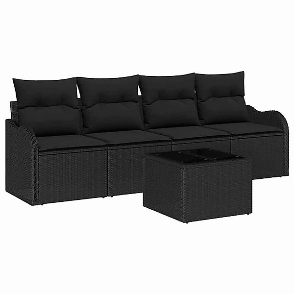 vidaXL Gartensofa-set mit Speicher 5-Tlg Schwarz Poly-Rattan 3354242 günstig online kaufen