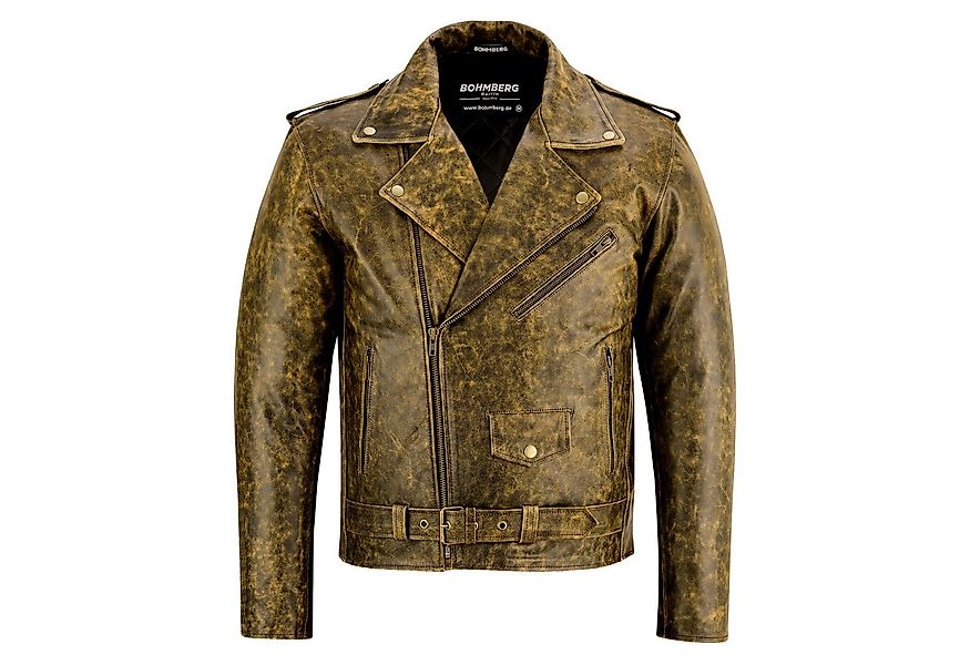 BOHMBERG Lederjacke Herren Retro Biker Highway aus echtem Vollleder Bronze günstig online kaufen