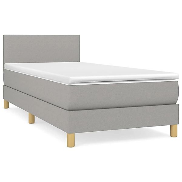 vidaXL Boxspringbett Boxspringbett mit Matratze Hellgrau 90x200 cm Stoff Be günstig online kaufen