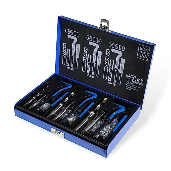 CCLIFE 88tlg Gewinde Reparatur Satz M6x1,0 M8x1,25 M10x1,5 Gewindehüls Eins günstig online kaufen