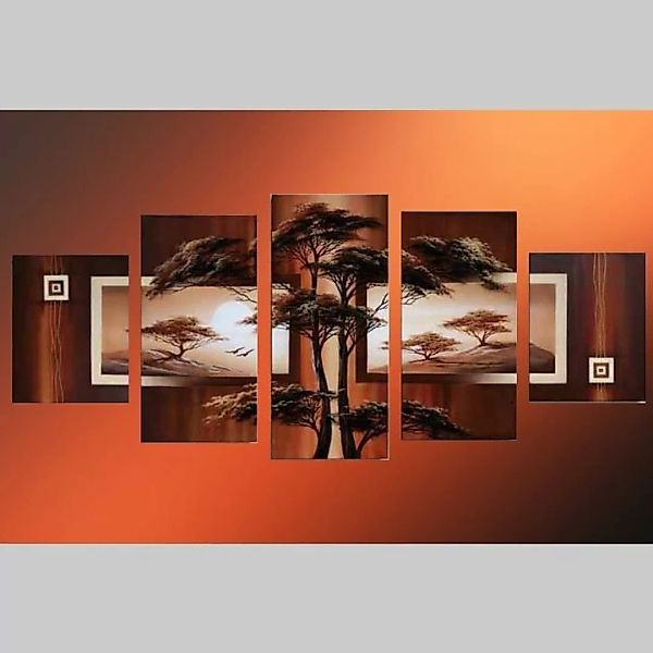 5 Leinwandbilder AFRIKA Baum (6) 150 x 70cm Handgemalt günstig online kaufen