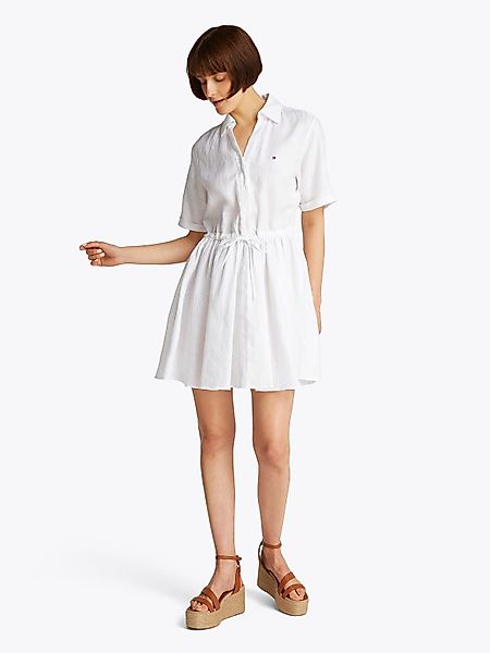 Tommy Hilfiger Hemdblusenkleid "ESS LINEN S/S SHORT DRESS" mit Tunnelzug in günstig online kaufen