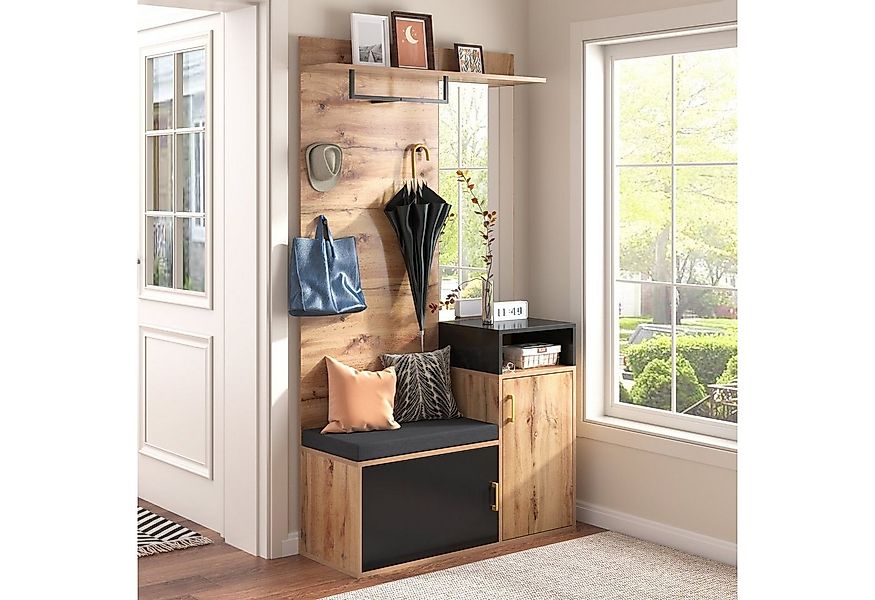 Merax Garderoben-Set in Wildeiche für Ihren Eingangsbereich, Flurgarderoben günstig online kaufen