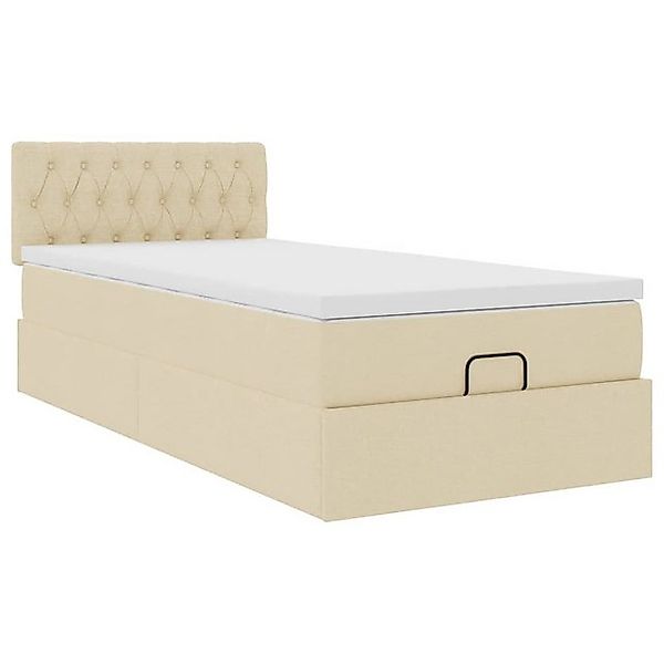 vidaXL Bett Ottoman-Bett mit Matratze Creme 90x200 cm Stoff günstig online kaufen