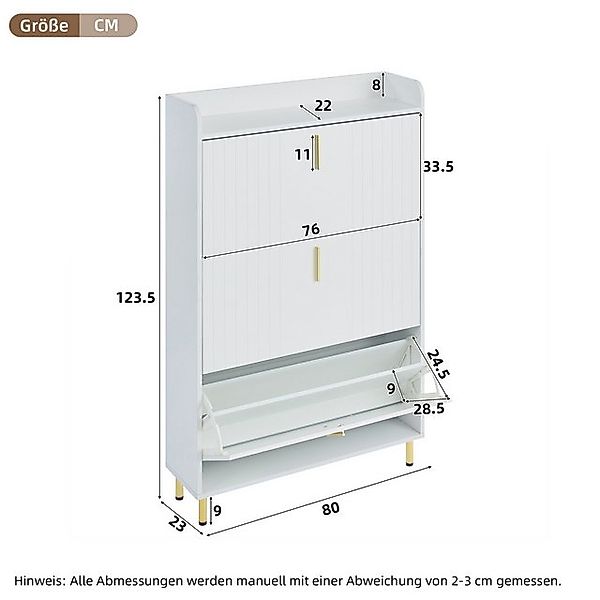 HAUSS SPOLE Schuhschrank 2er Set mit 3 Klappen, 6 Fächern, Verstellbar, Ant günstig online kaufen