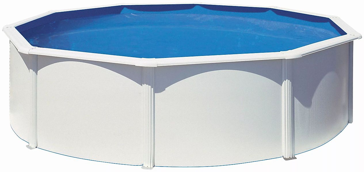 Gre Stahlwand-Pool Fidji Ø 460 cm x 120 cm Rund Weiß günstig online kaufen