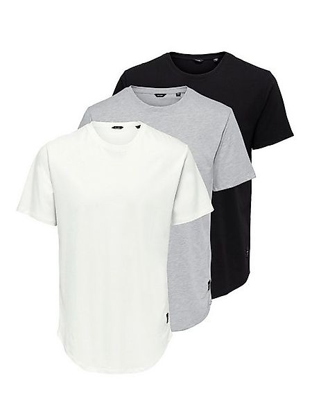 ONLY & SONS Rundhalsshirt "ONSMATT LONGY SS TEE 3-PACK", (Packung, 3 tlg.) günstig online kaufen