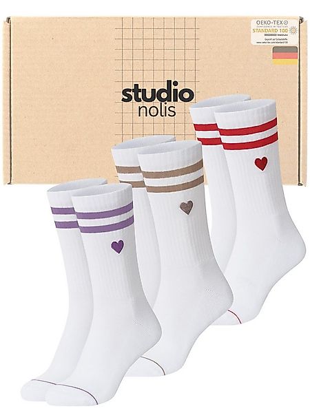 Studio Nolis Tennissocken Herz Socken Baumwolle Damen Crew Socks Stickerei günstig online kaufen