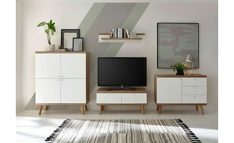 Wohnwand  Lessay ¦ weiß ¦ Maße (cm): B: 341 H: 160 T: 40.0 Kommoden & Sideb günstig online kaufen