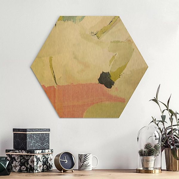 Hexagon-Alu-Dibond Bild Abstrakt Klangspiel in Rosé II günstig online kaufen
