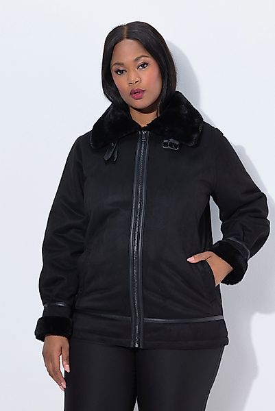 Ulla Popken Outdoorjacke Aviator-Jacke Shearling Lammfelloptik günstig online kaufen