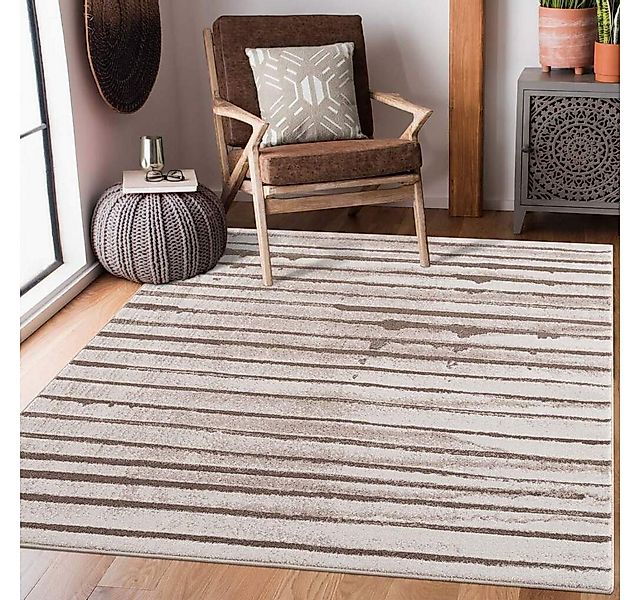 Carpet City Teppich Moda, rechteckig, Höhe: 11 mm, Kurzflor, Streifen-Muste günstig online kaufen