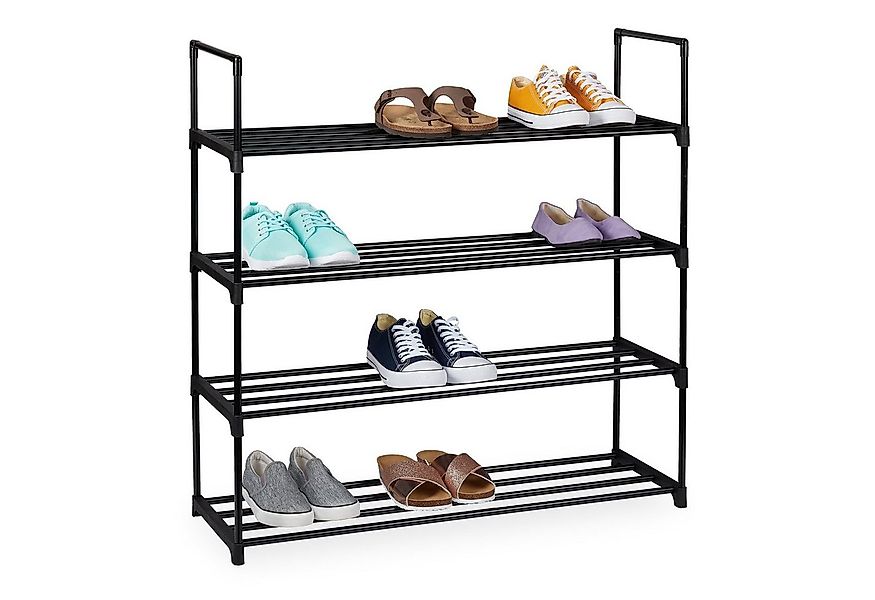 relaxdays Schuhregal Schwarzes Schuhregal aus Metall, 4 günstig online kaufen
