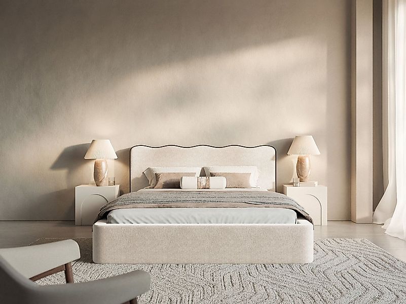 Selsey Polsterbett DUNEY, Polsterbett Samt/Strukturstoff, geschwungenes Kop günstig online kaufen