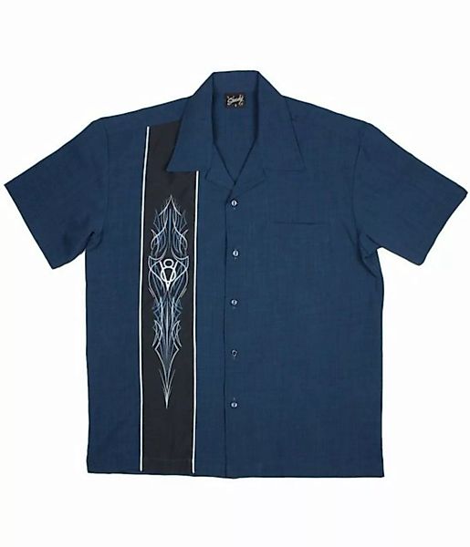 Steady Clothing Kurzarmhemd V8 Racer Blau Retro Vintage Bowling Shirt günstig online kaufen