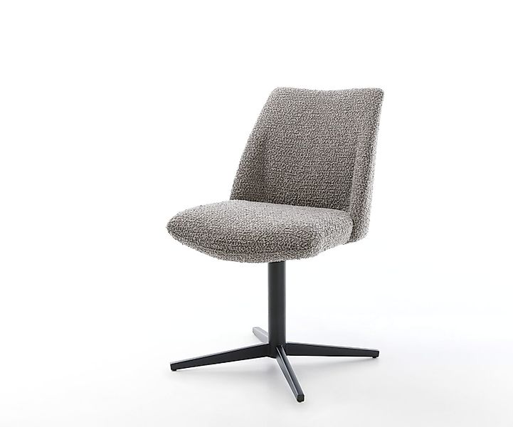 Drehstuhl Elso-Flex Bouclé Weiß Fußkreuz Schwarz 360° drehbar Taschenfederk günstig online kaufen