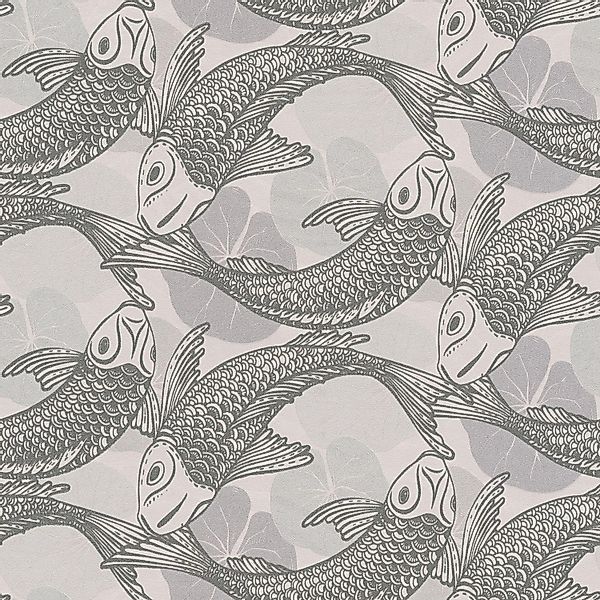 PROFHOME 378591-GU Asia Tapete China Tapete Schimmernd Grau Weiß Schwarz 0, günstig online kaufen