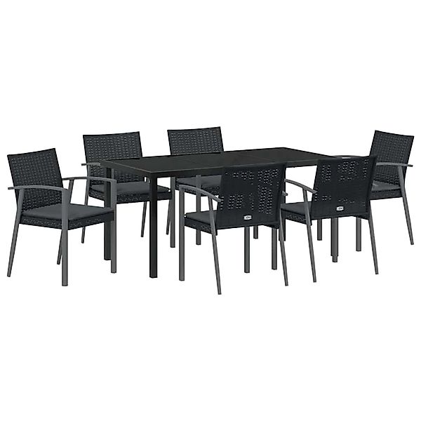 vidaXL Garten Essgruppe 7-Tlg Schwarz Poly Rattan 3379069 günstig online kaufen
