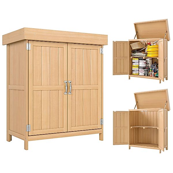 Outsunny Gartenschrank  Geräteschrank mit Doppeltür, 2 Fächer, wetterfest, günstig online kaufen