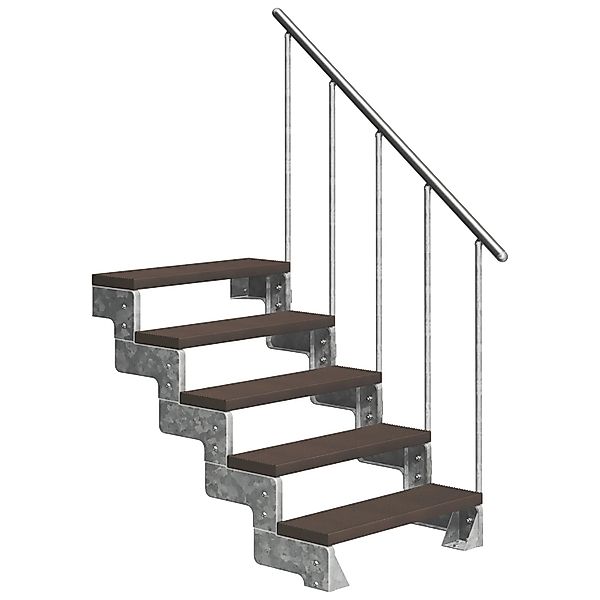 Dolle Außentreppe Gardentop 5 TRIMAX-Stufen 80 cm Dunkelbraun + Alu-Gelände günstig online kaufen