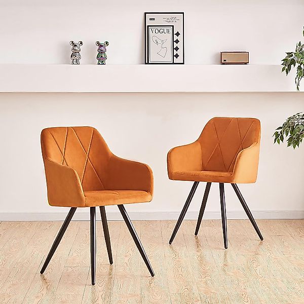 JYMTOM Esszimmerstuhl Samt/Kunstleder, gepolstert, schwarze Metallbeine, günstig online kaufen