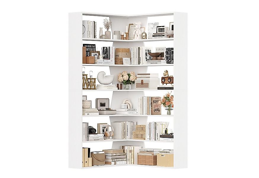 Homfa Bücherregal Eckregal Standregal Eck-Bücherregal, mit 6 Ebenen aus Hol günstig online kaufen