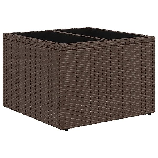 vidaXL Gartentisch mit Glasplatte Braun 55x55x37 cm Poly Rattan 366207 günstig online kaufen