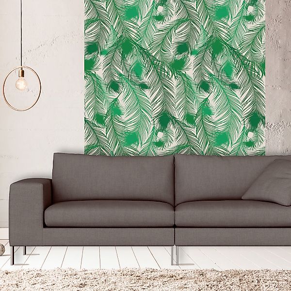 queence Vinyltapete »Federn-Grün«, bedruckt-Motiv-botanisch-floral-gemuster günstig online kaufen