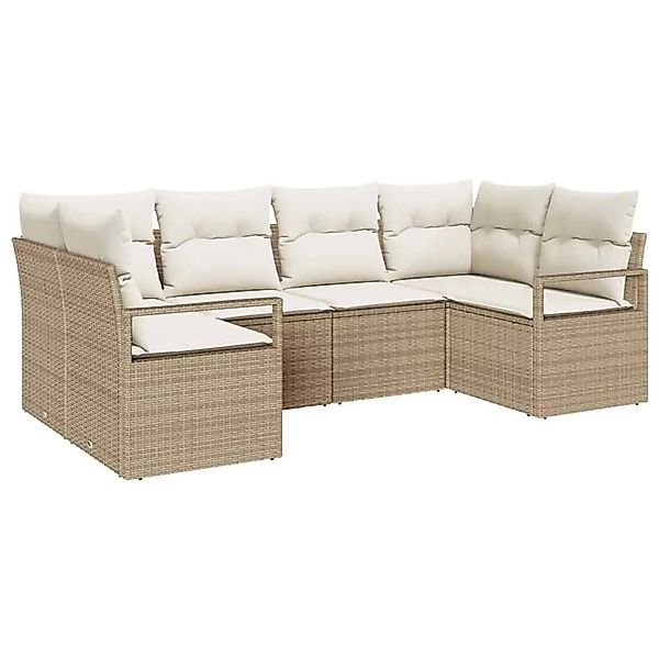 vidaXL Gartensofa-set mit Kissen 6-Tlg Beige und Weiß Poly-Rattan 3355190 günstig online kaufen