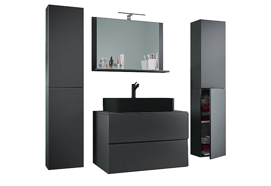 VCM Badmöbel-Set 5-tlg Waschtisch Badmöbel 80cm Lendas XL Schublade günstig online kaufen
