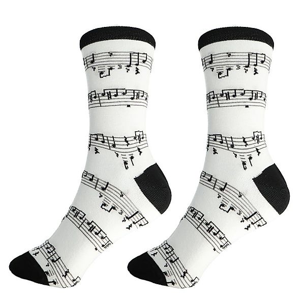 mugesh Freizeitsocken Musik-Socken weiß mit Notenlinien günstig online kaufen