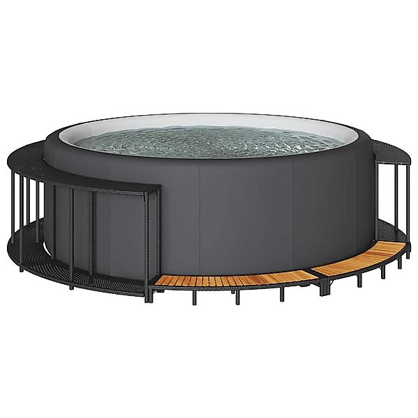 vidaXL Poolleiter, Whirlpool-Umrandung mit Stauraum Holztreppe günstig online kaufen