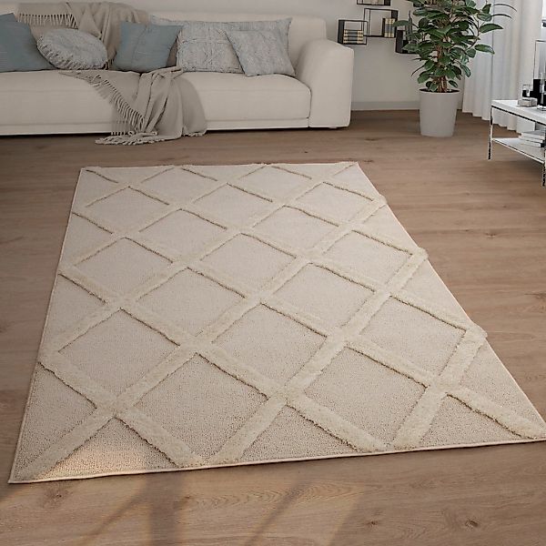 Paco Home Hochflor-Teppich »Genua 745«, rechteckig, 34 mm Höhe, Uni-Farben, günstig online kaufen