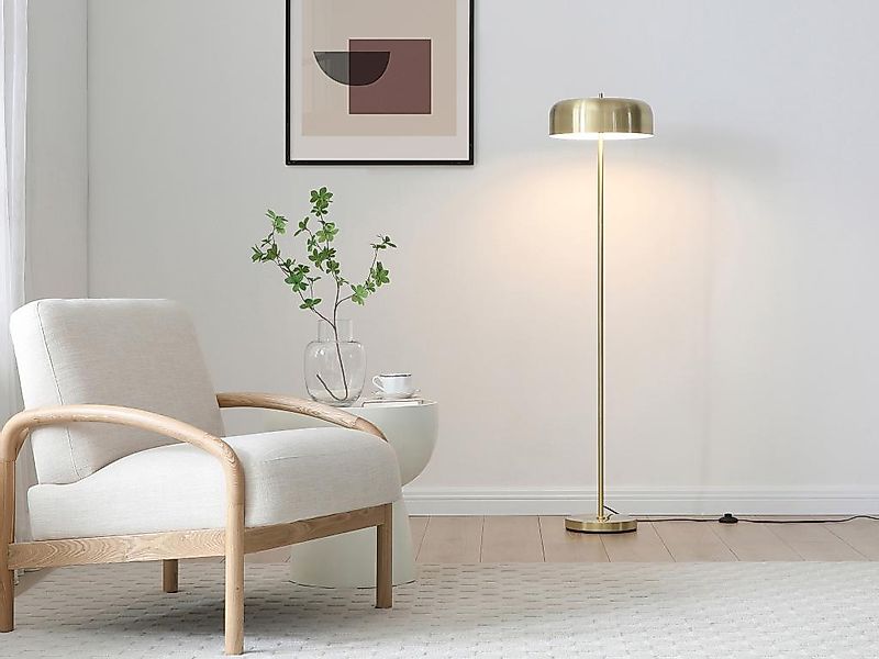 Stehlampe Pilzform – gebürstetes Messing – Ø 35 x H 150 cm – CATAVI günstig online kaufen