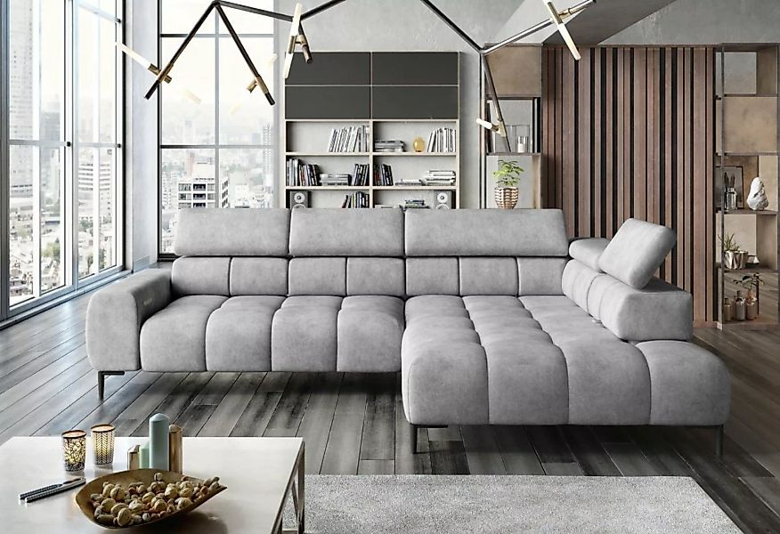 Sofa Dreams Ecksofa Polster Ecksofa Dante L-Form Strukturstoff hellgrau, el günstig online kaufen