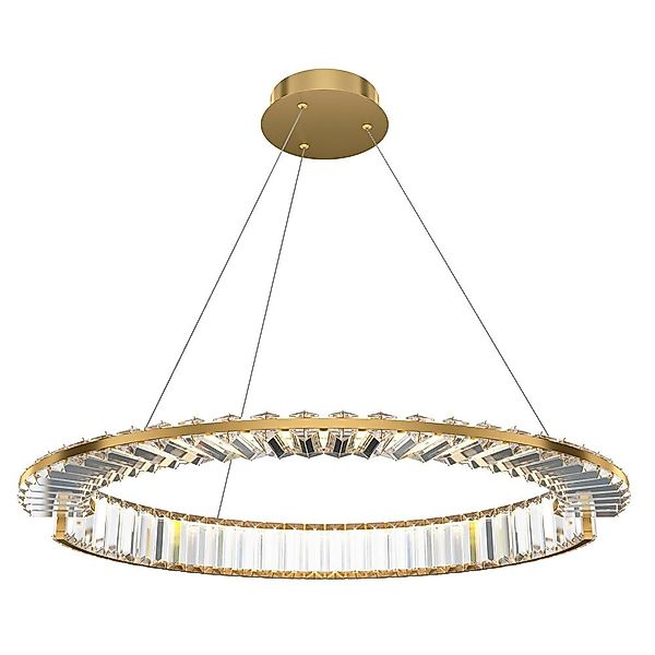 LED Pendelleuchte Krone in Gold und Transparent 36W 2400lm 600mm günstig online kaufen