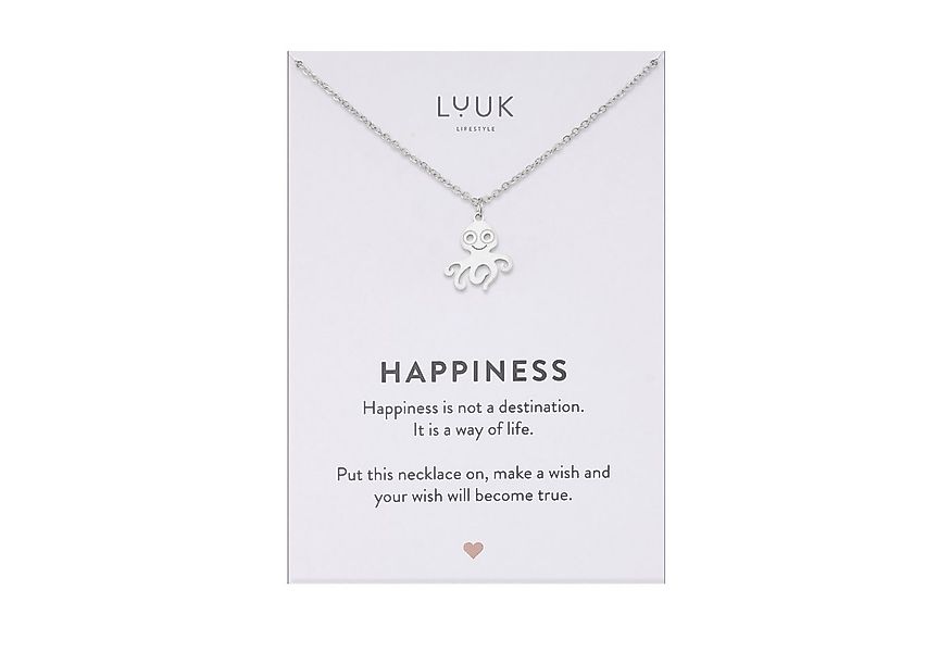 LUUK LIFESTYLE Kette mit Anhänger Oktopus, mit HAPPINESS Spruchkarte, einzi günstig online kaufen