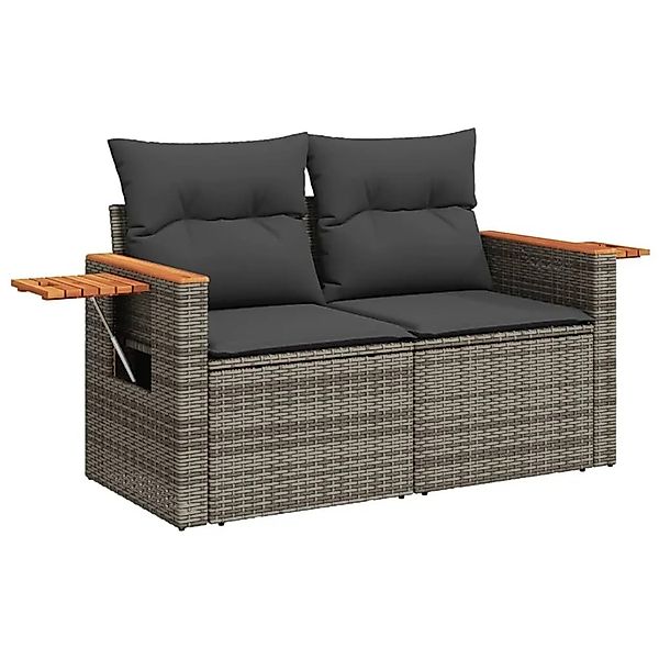 vidaXL Gartensofa 2-Sitzer mit Kissen Grau Poly Rattan 366145 günstig online kaufen