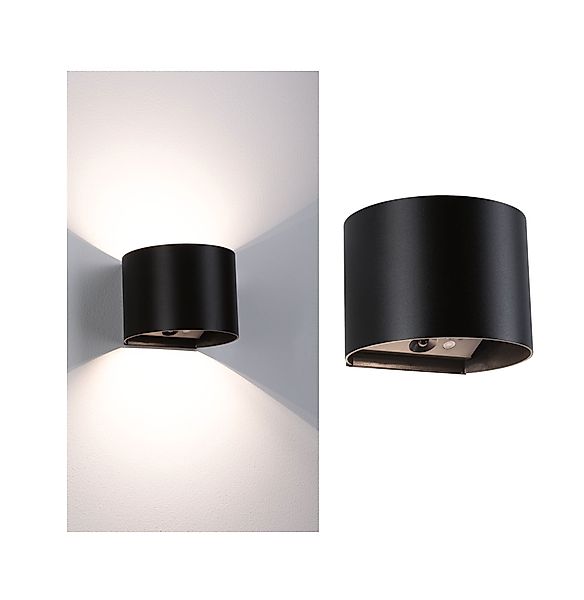 Paulmann "LED Akkuwandleuchte Nyora IP44 3000K 135x120mm 2x1W Schwarz" günstig online kaufen