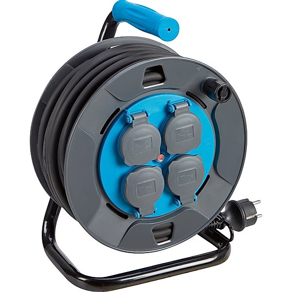 Kabeltrommel 4-fach IP44 Schwarz-Blau 20 m günstig online kaufen