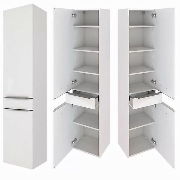 Lomadox Seitenschrank GHOM-03 Seitenschrank 40cm Matt weiß mit 2 gedämpften günstig online kaufen